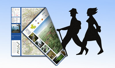 Wander-/Panoramakarte mit Verkehrsschild-Wanderpaar (Klicken zum Vergrößern)